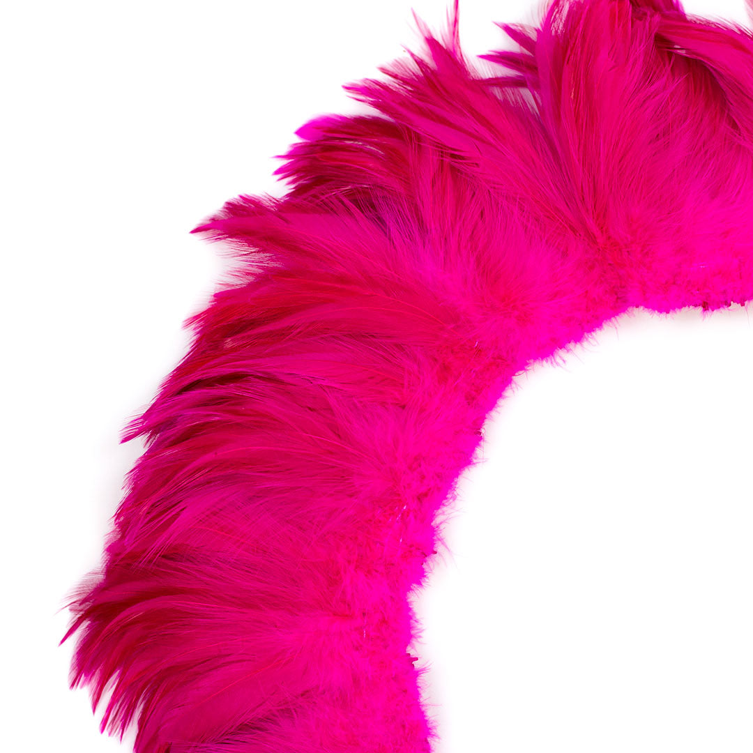 Bulk Rooster Hackle Feathers - White Dyed Shocking Pink