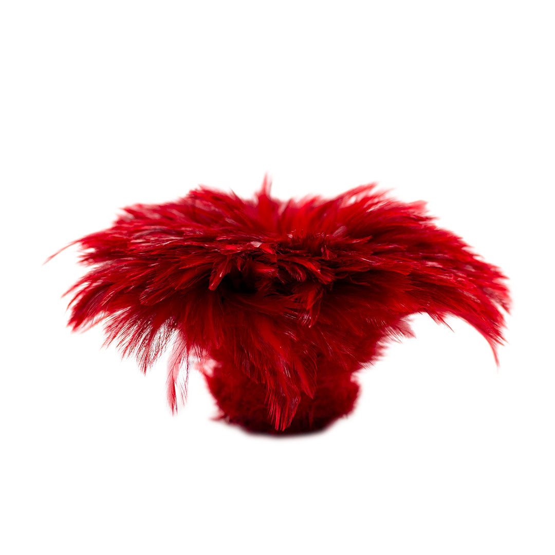 Bulk Rooster Hackle Feathers - White Dyed Red