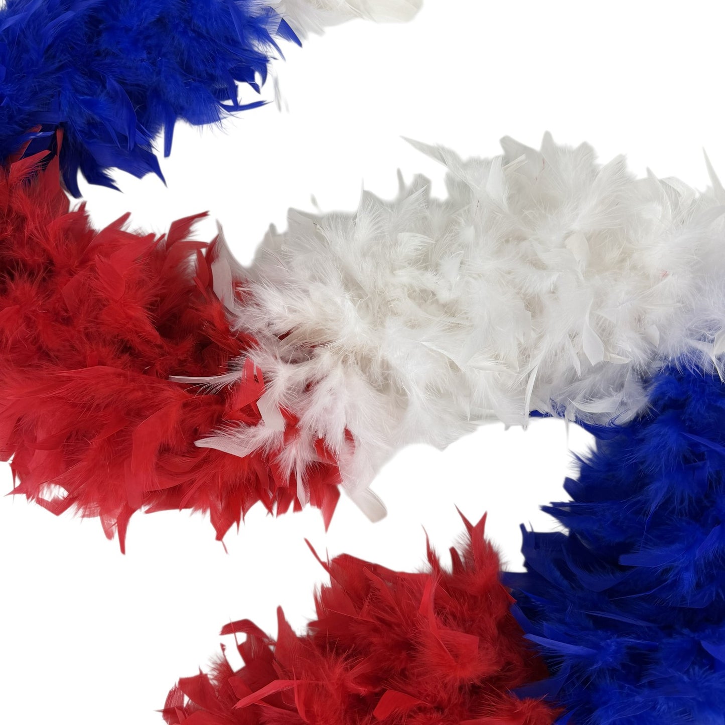 USA Chandelle Feather Boa - Heavyweight - Patriotic Sectional