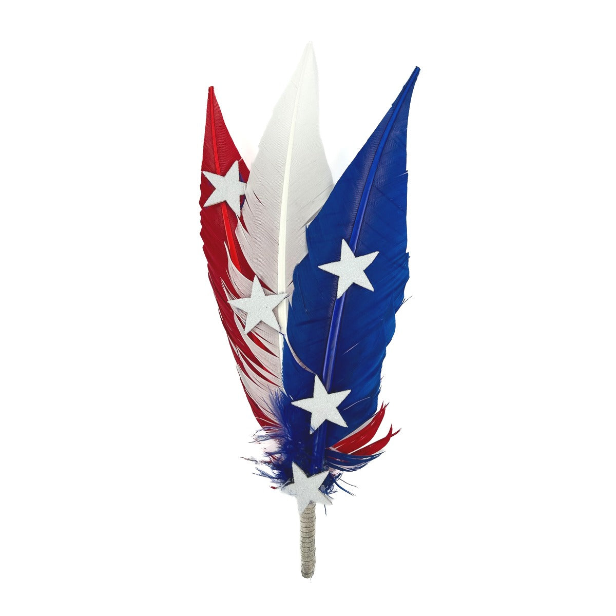 Trimmed Turkey Quill Trim w/Stars --Red/White/Royal