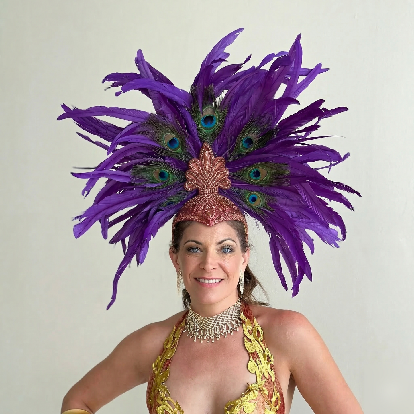 Zizi Regal Coque and Peacock Feather Showgirl Headpiece