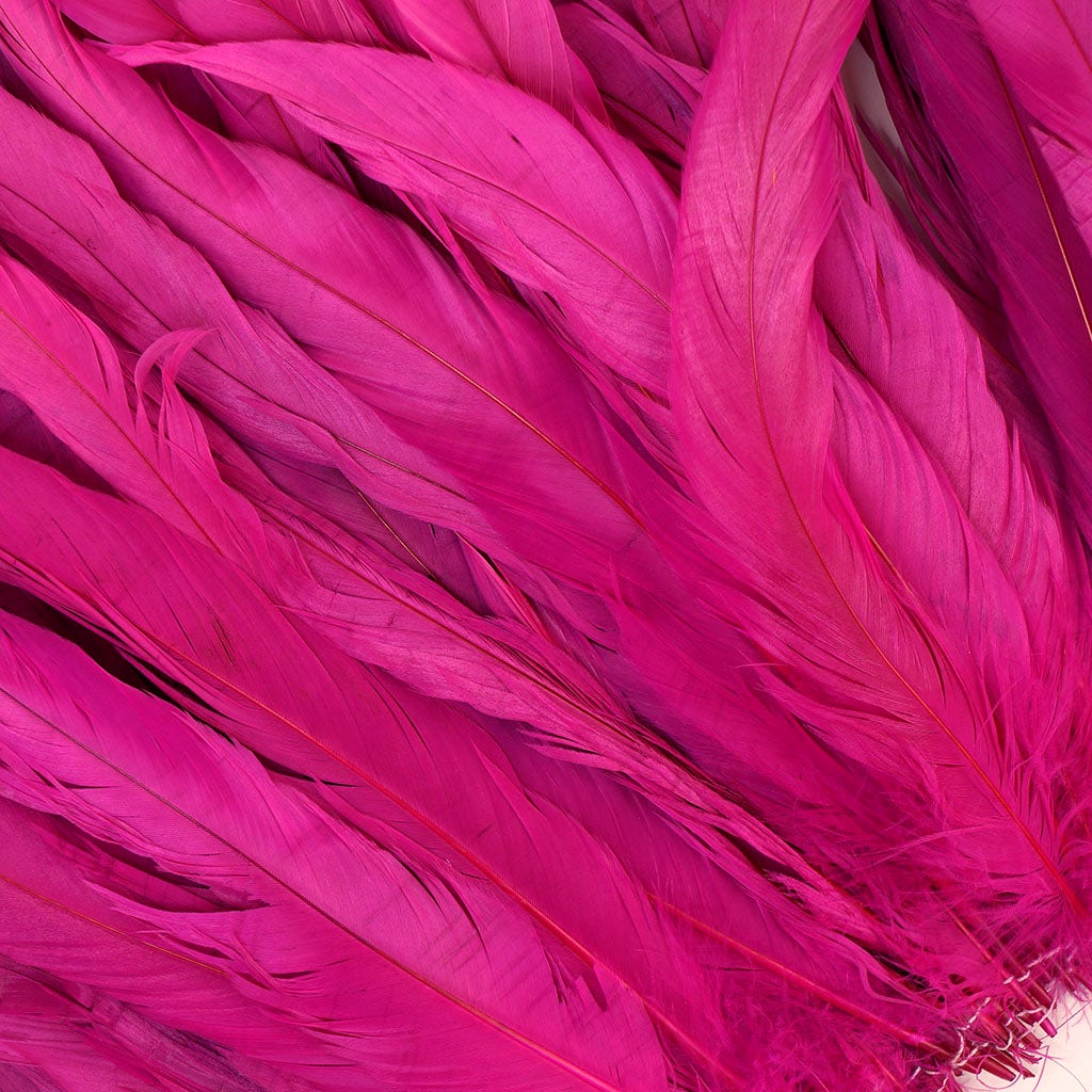 Rooster Coque Tails-Bleach-Dyed Shocking Pink - Feathers
