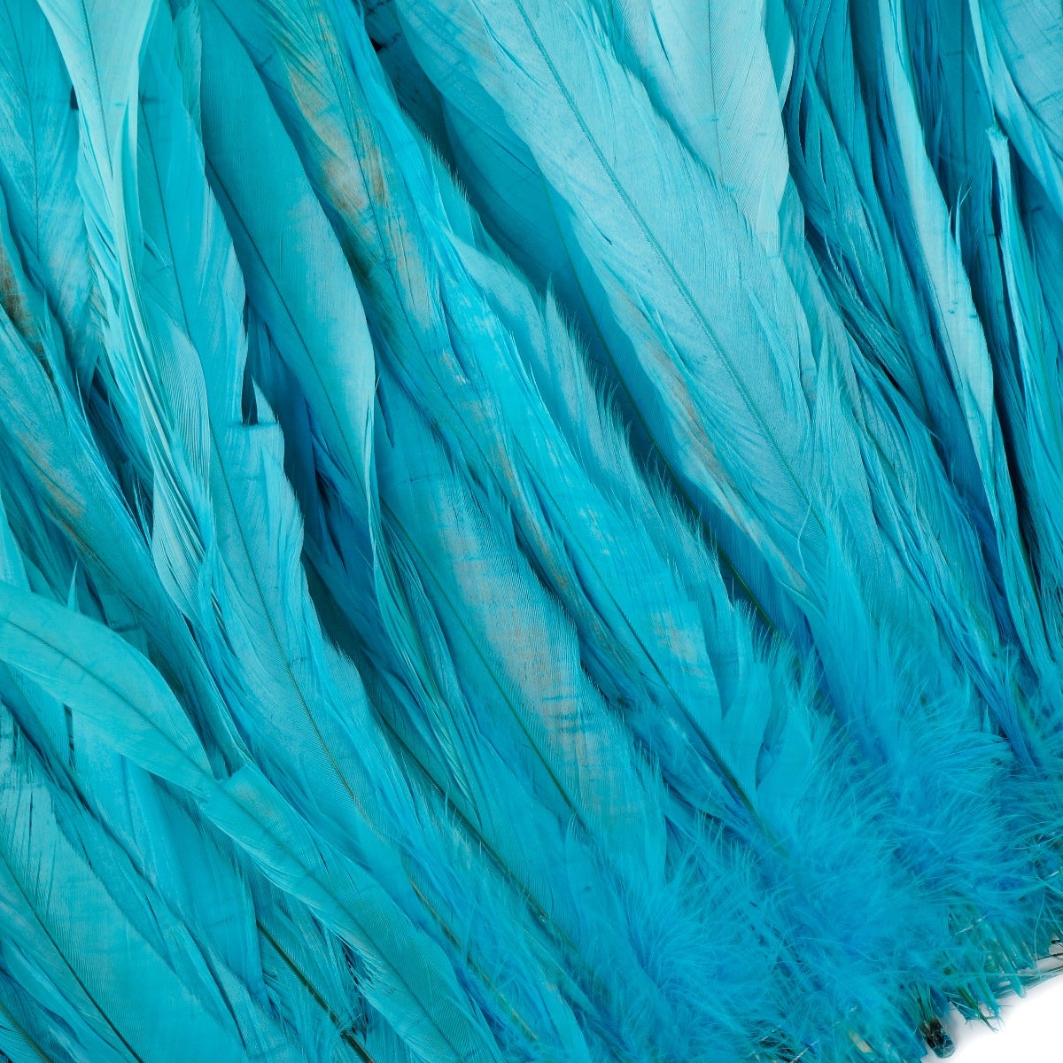 ROOSTER COQUE TAILS FEATHERS BLEACH DYED 7-10” - 1/2 Yard (18’’) Light Turquoise - Feathers