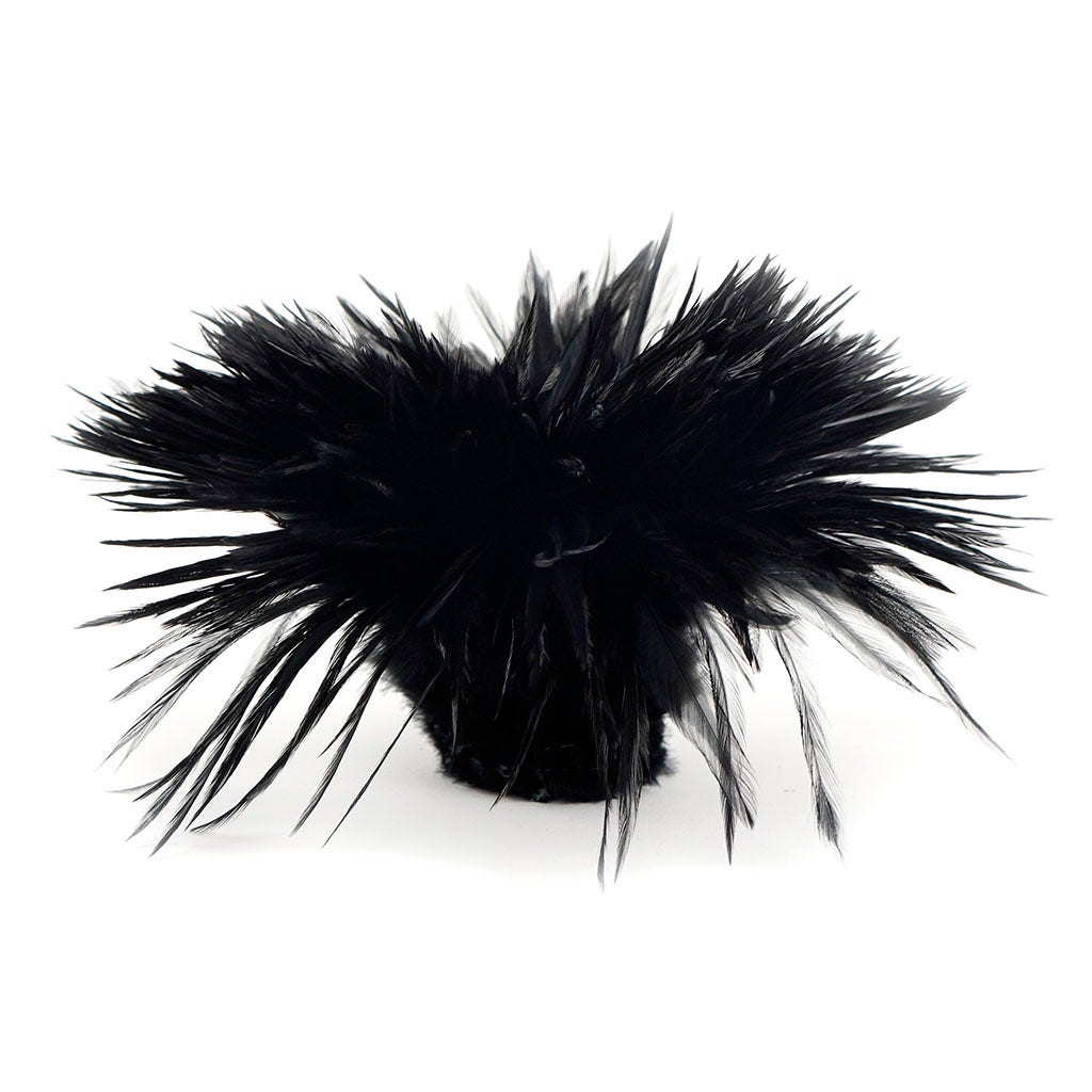 Rooster Saddles-White-Dyed - Black - Feathers