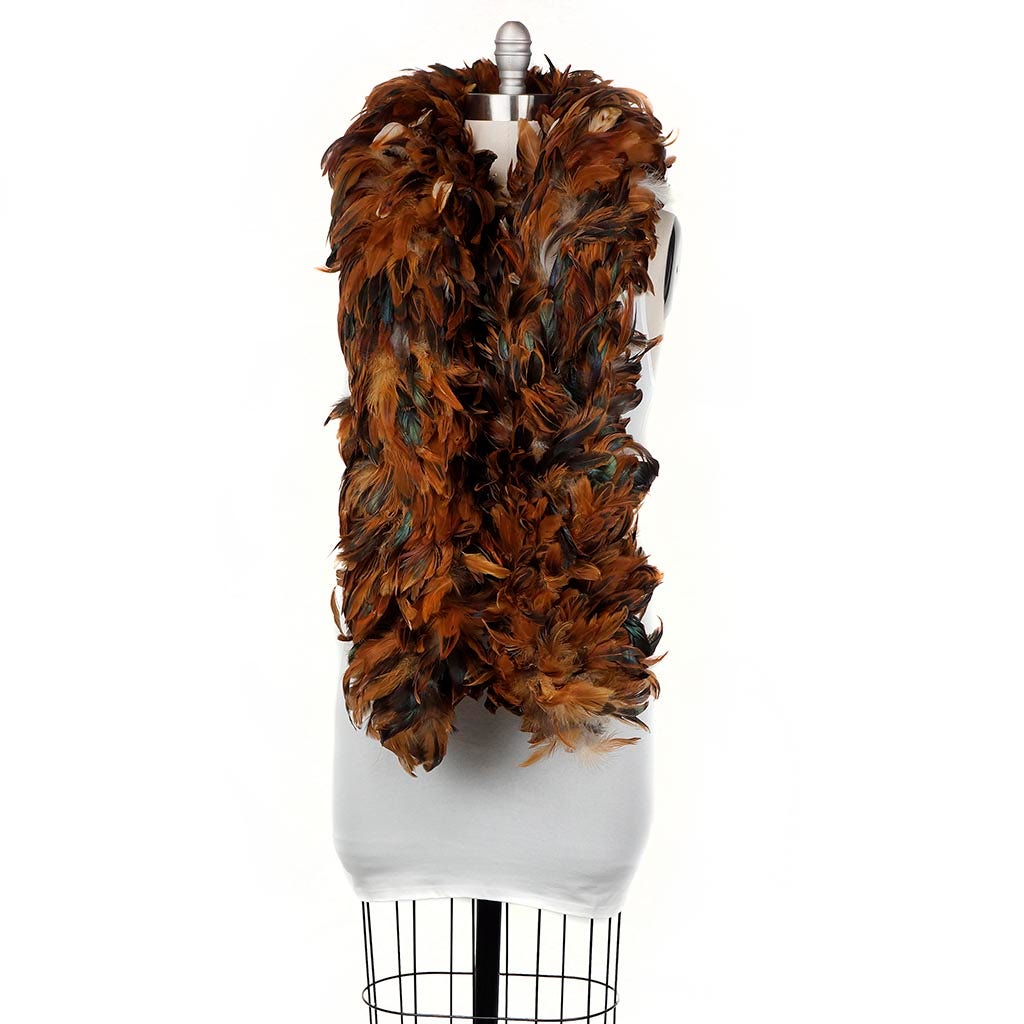 Rooster Schlappen Feather Boa 6-7’’- Half Bronze Iridescent - Rooster Boa