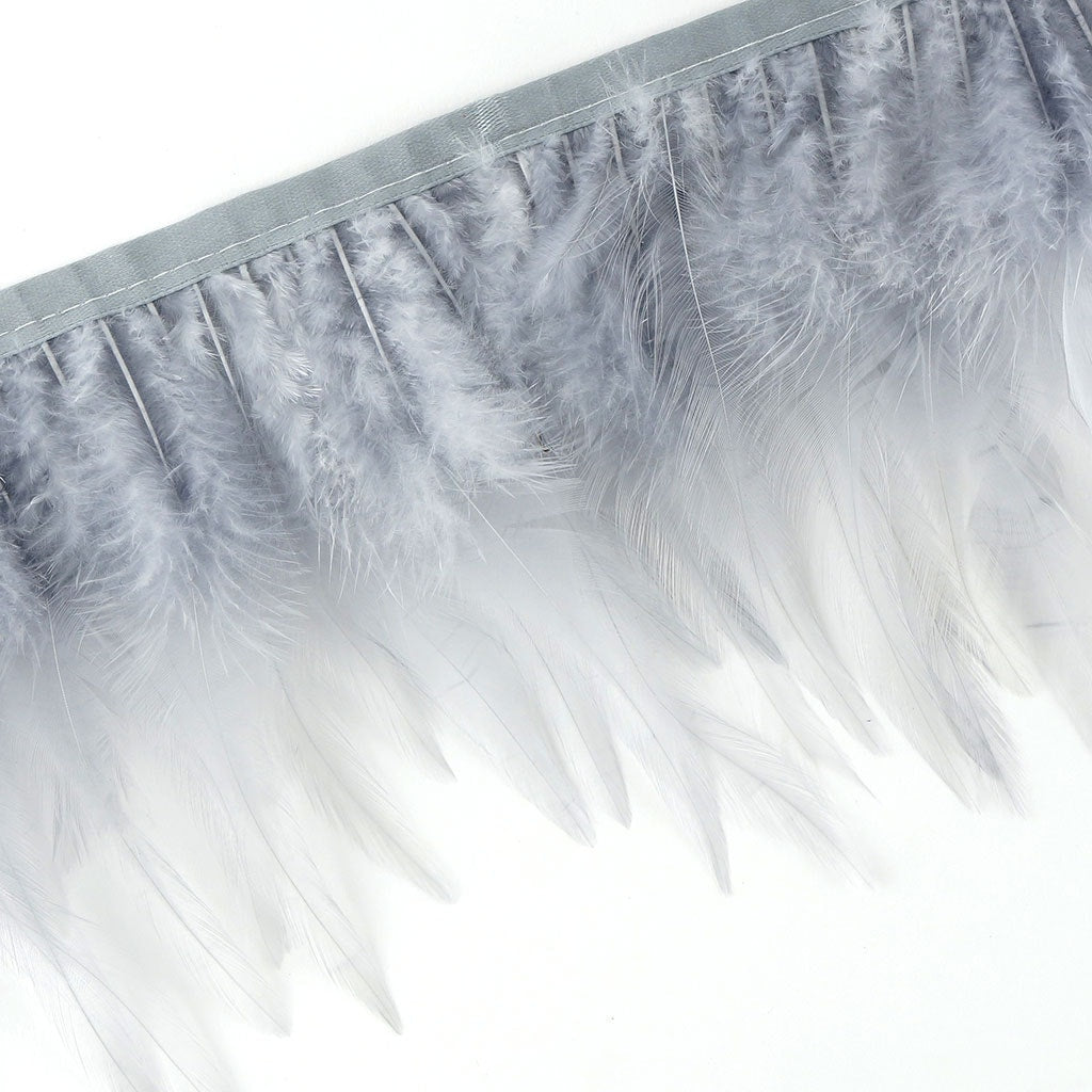 Saddle Fringe Dyed Silver - Feathers