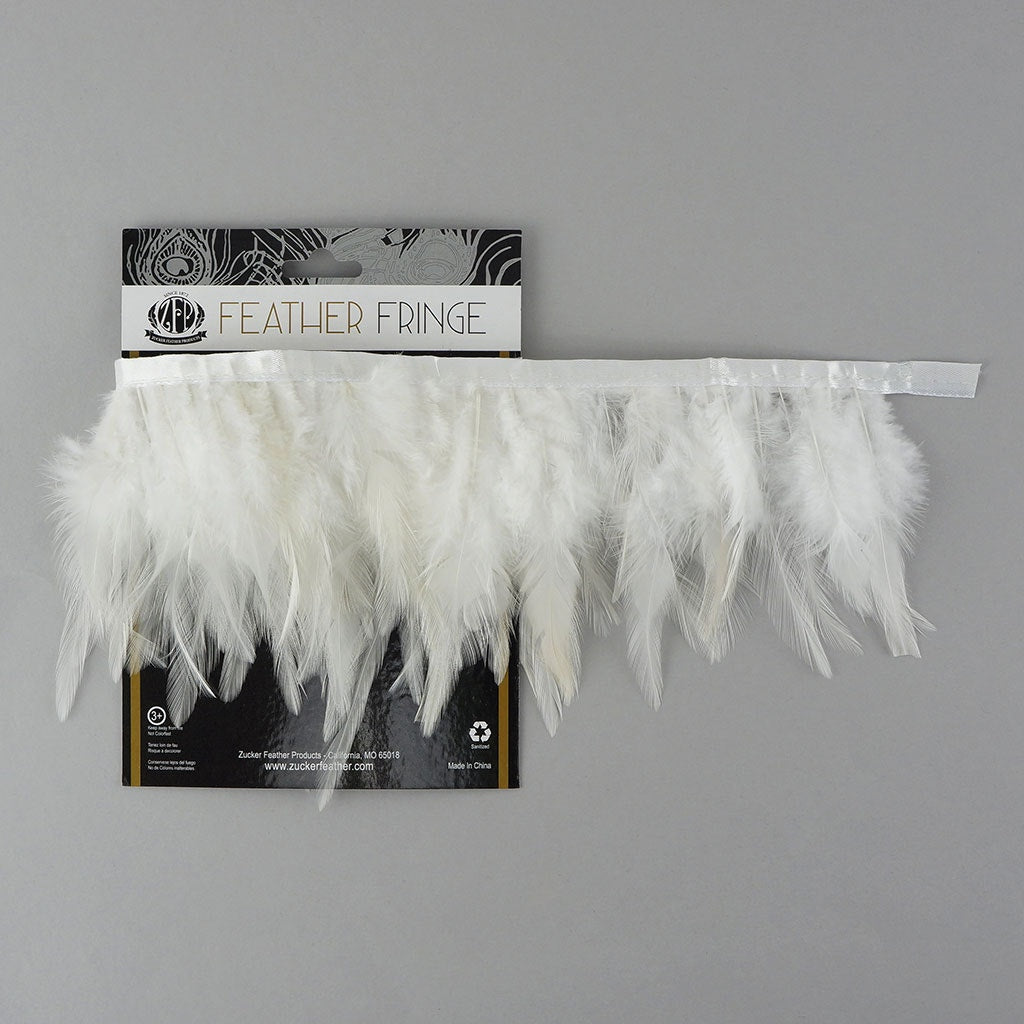 Saddle Fringe Dyed White - Feathers