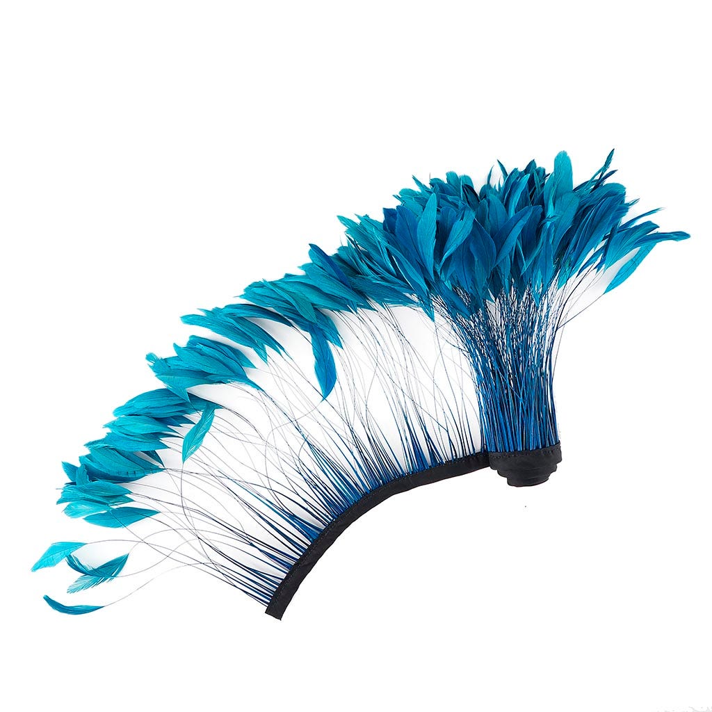 Stripped Bleached Coque Fringe - Dark Turquoise - Feathers