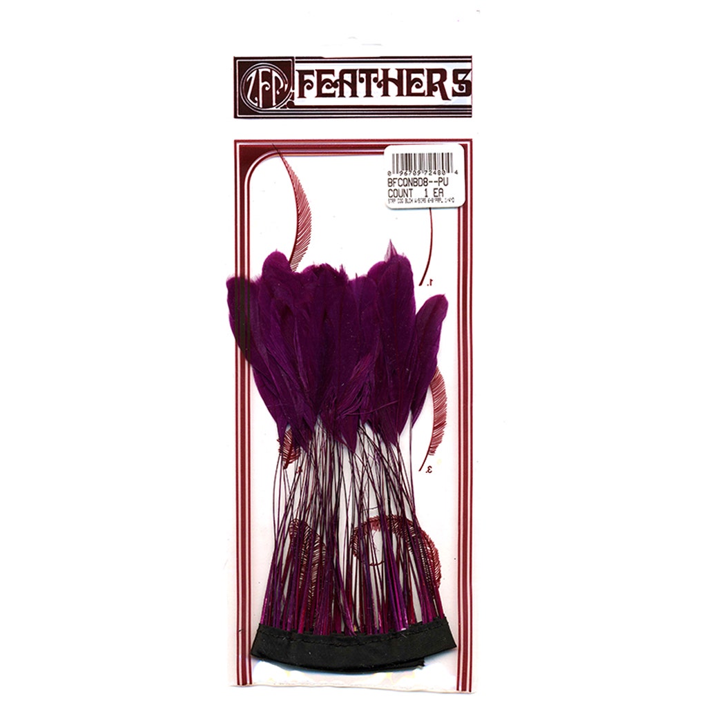 Stripped Bleached Coque Fringe - Purple - Feathers
