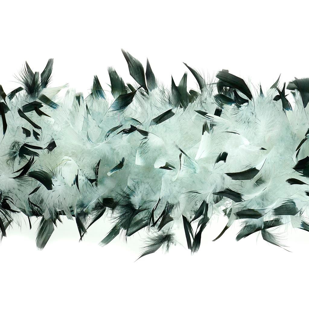 Tipped Chandelle Feather Boa - Heavyweight - White/Black - Chandelle Boa