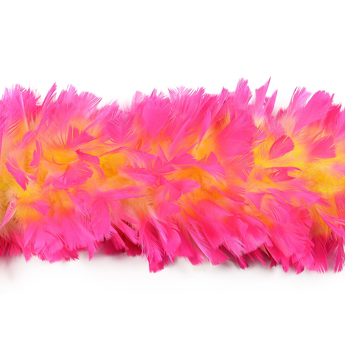 Turkey Feather Boa 10-14’’ - Fluorescent Yellow/Pink Orient Tipped - Turkey Boa
