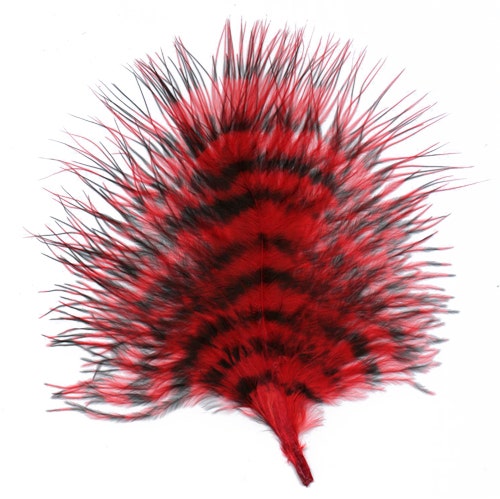 Turkey Marabou Stenciled - Red/Black - Feathers