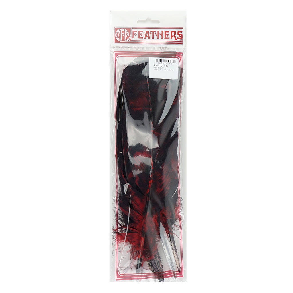 Turkey Quill - Tie Dye - Red and Black - Feathers