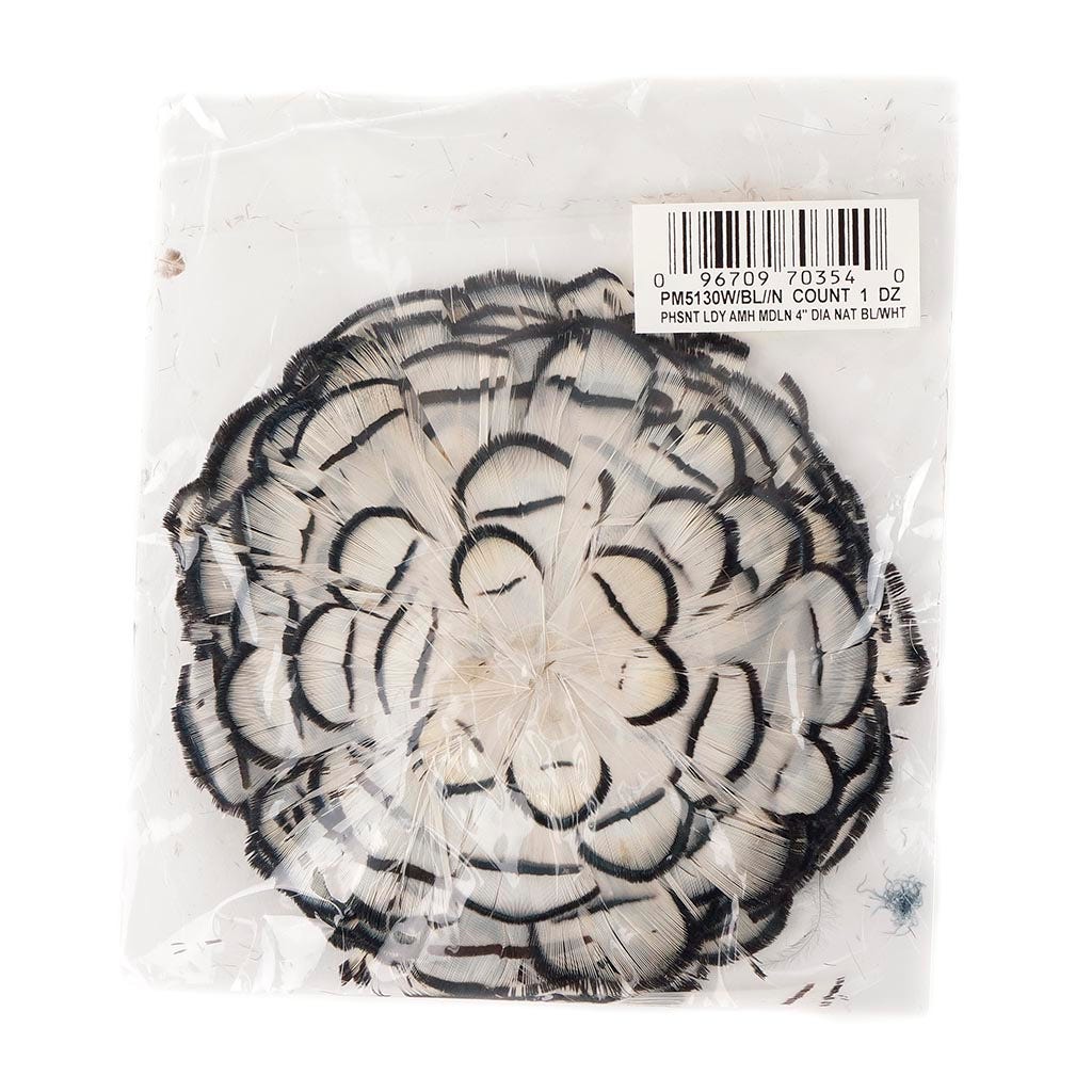 White-Black-Pheasant Medallion - Natural - Feathers