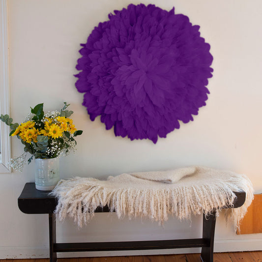 African JuJu Hat Feather Wall Art and Decor - Fluorescent Lavender