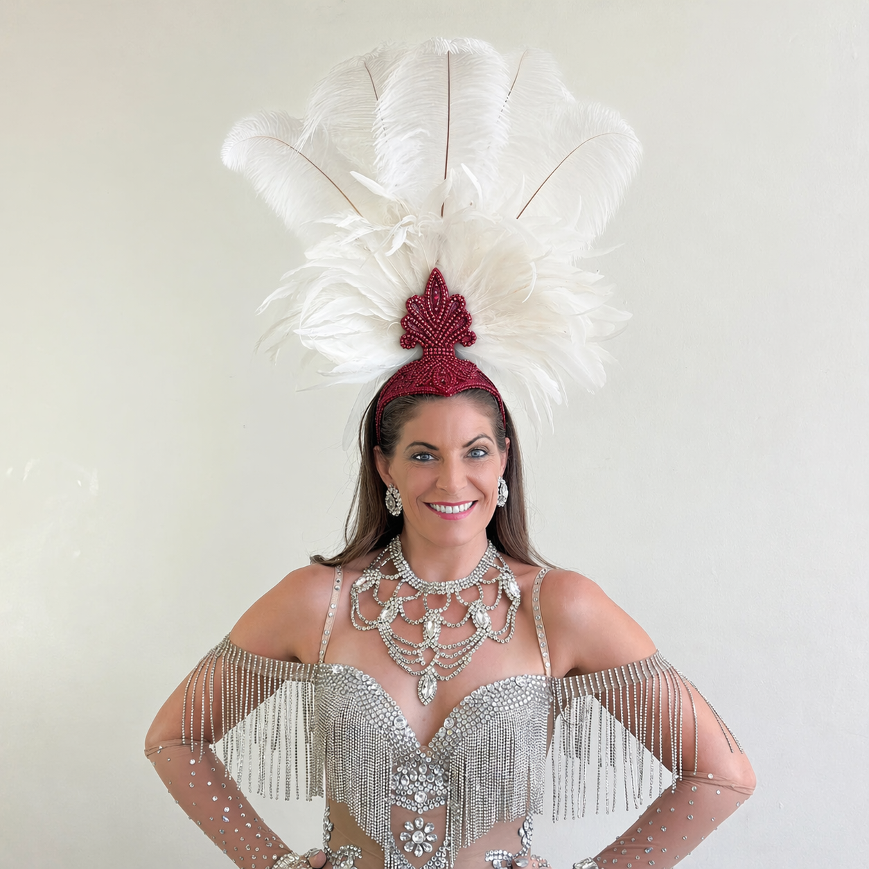 Kitty White Showgirl Feather Headpiece