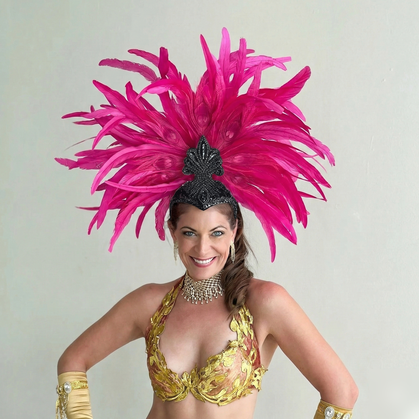 Zizi Shocking Pink Showgirl Feather Headpiece