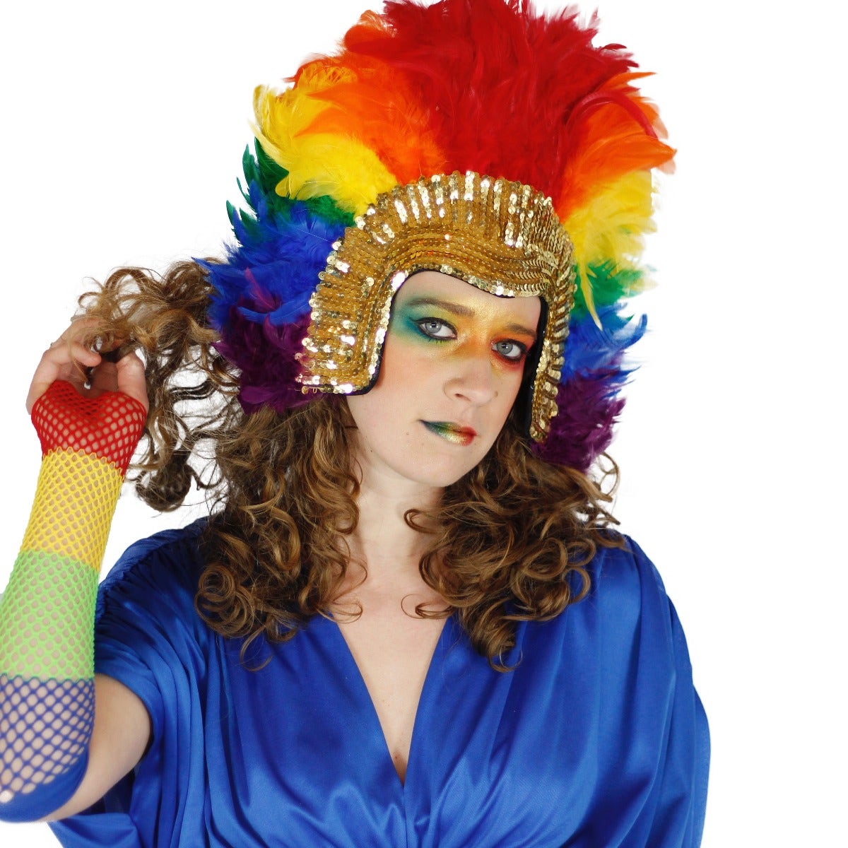 Coque Feather Headdress Section With Sequins - Rainbow