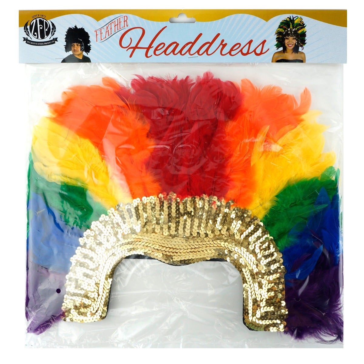 Coque Feather Headdress Section With Sequins - Rainbow