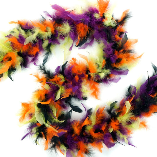 Chandelle Feather Boa - Lightweight - Black/Lime/Orange/Purple