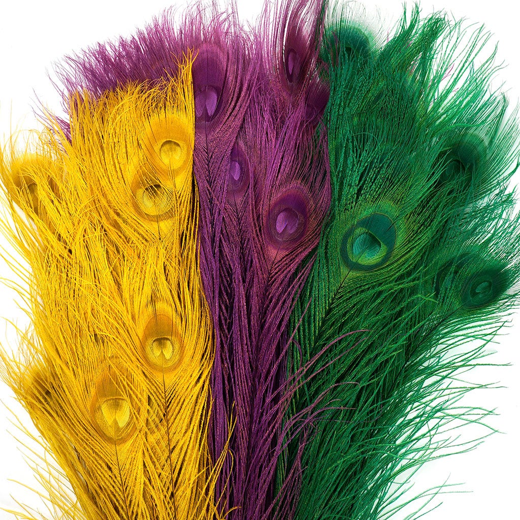 Peacock Tail Eyes Bleached Mix - Mardigras Mix- 25-40"