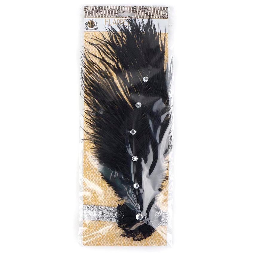 Ostrich Flapper Headband Black/Silver