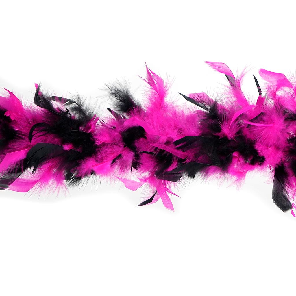 Chandelle Feather Boa - Lightweight - Black/Shocking Pink