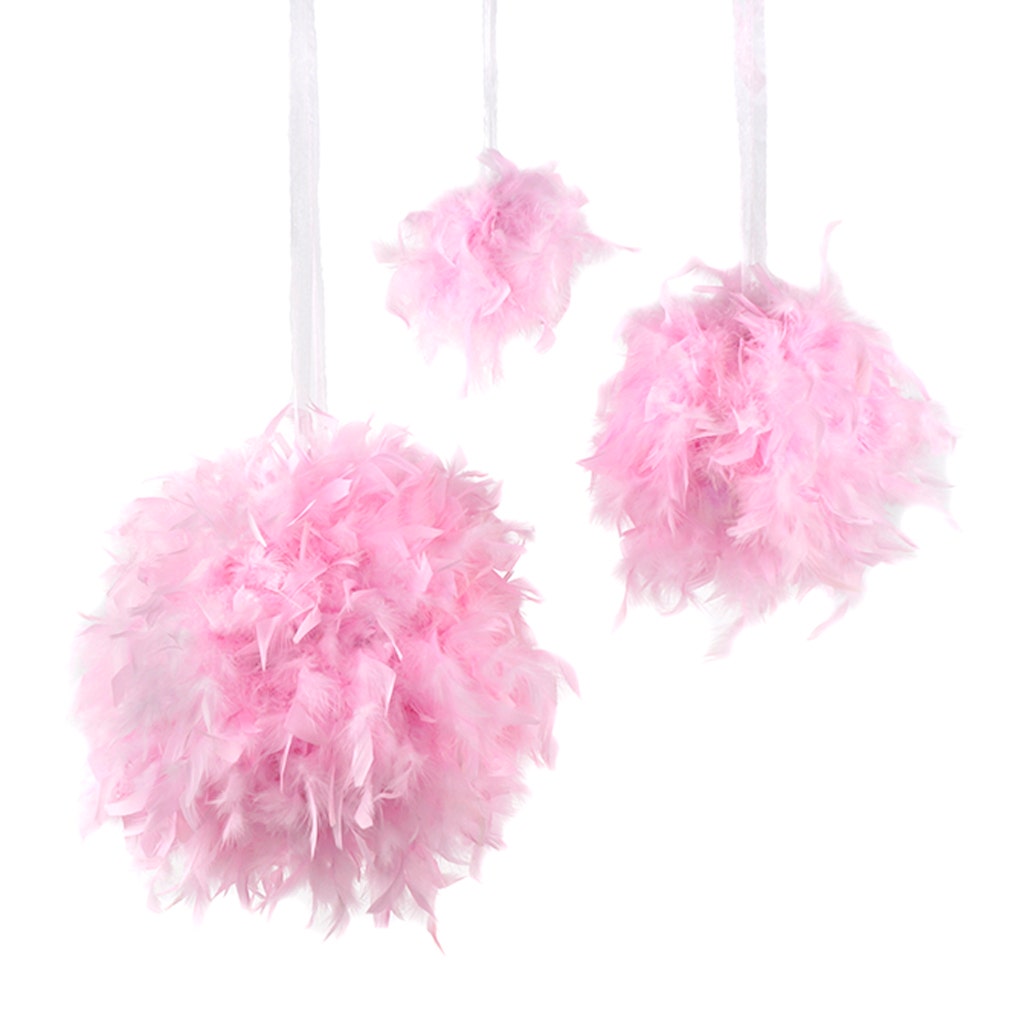 Chandelle Feather Pom Poms - Candy Pink - 6"