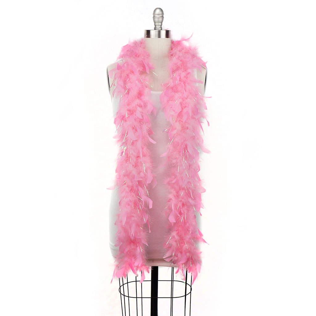 Chandelle Feather Boa - Lightweight - Coral with Opal Lurex