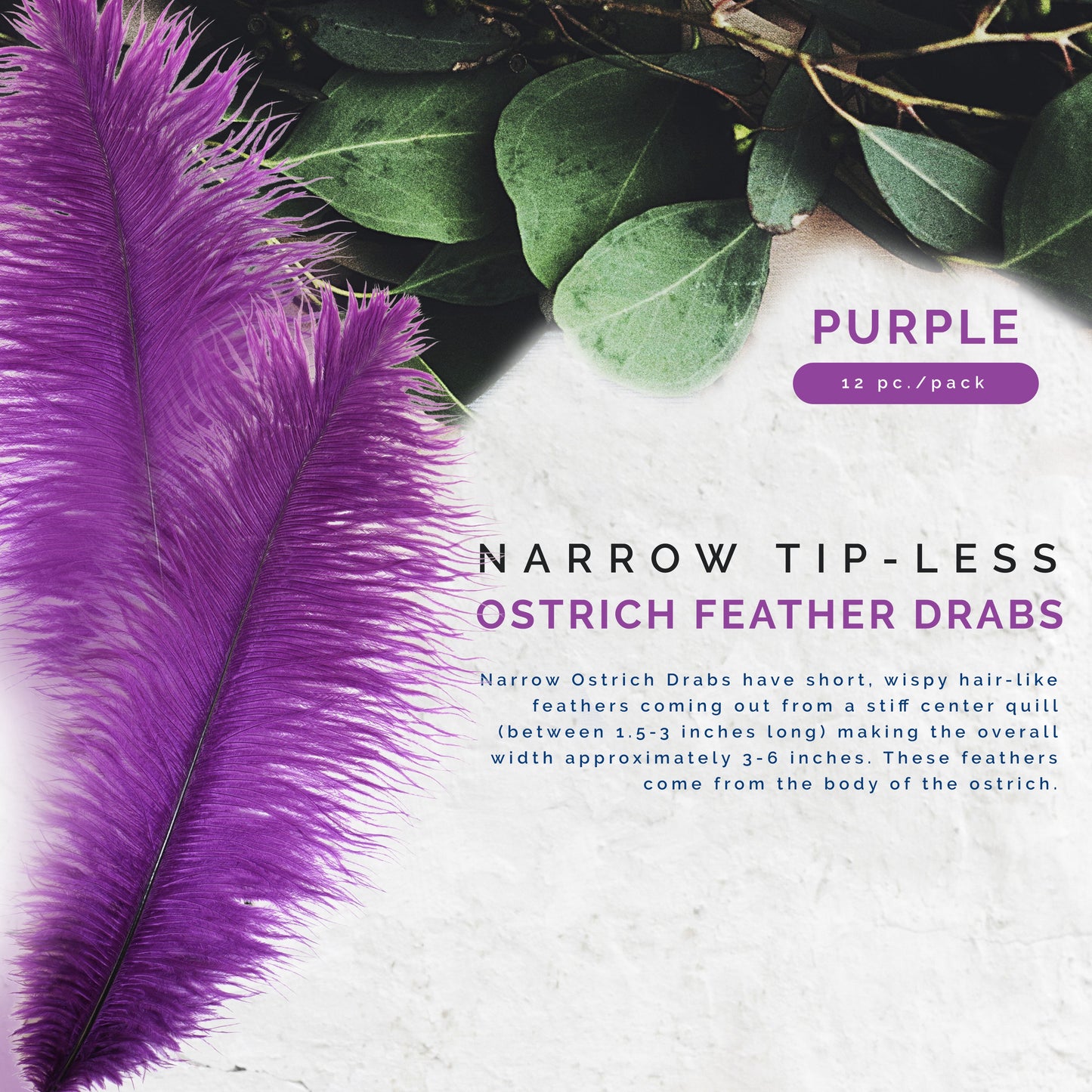 Ostrich Feathers-Narrow Drabs - Purple
