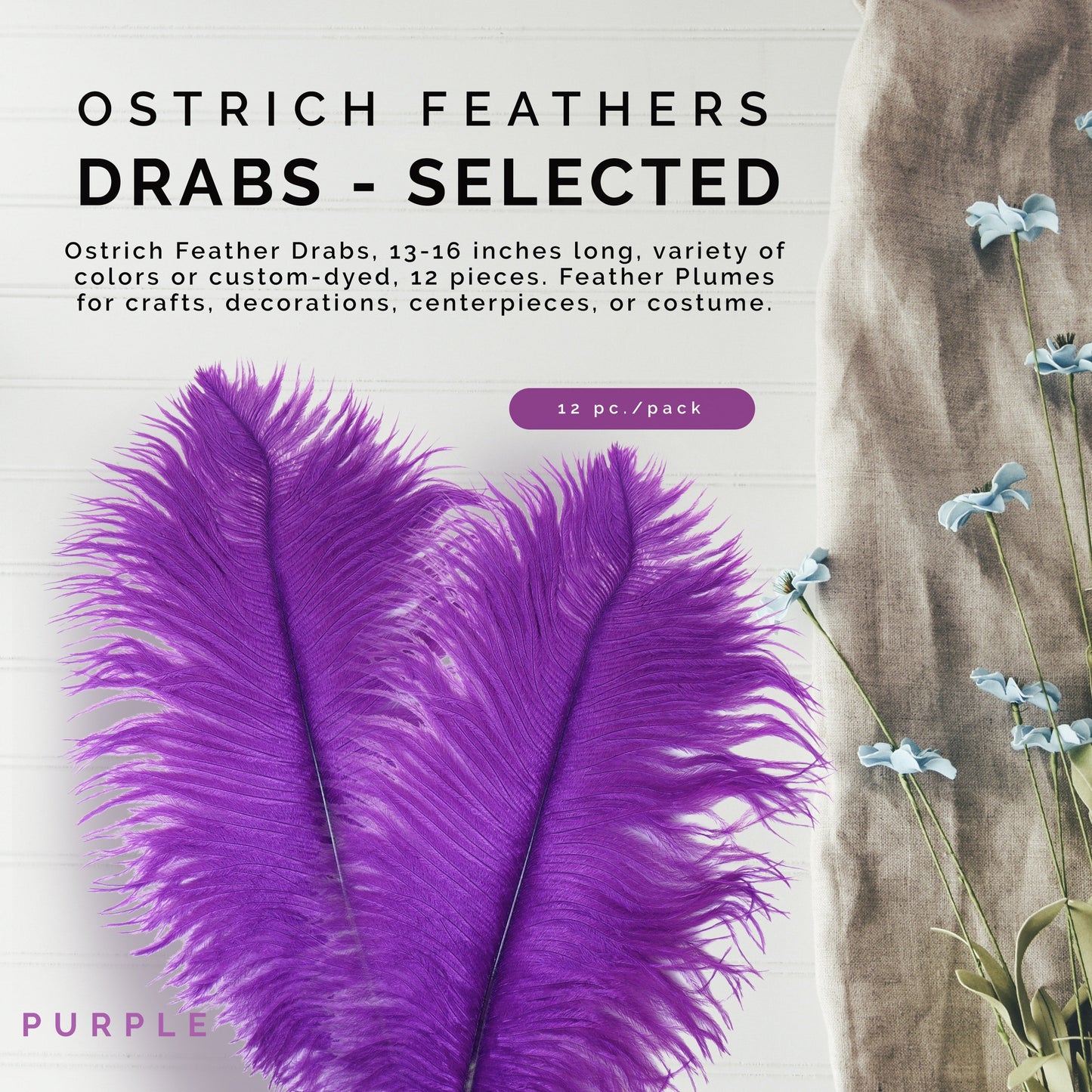 Ostrich Feathers 13-16" Drabs - Purple
