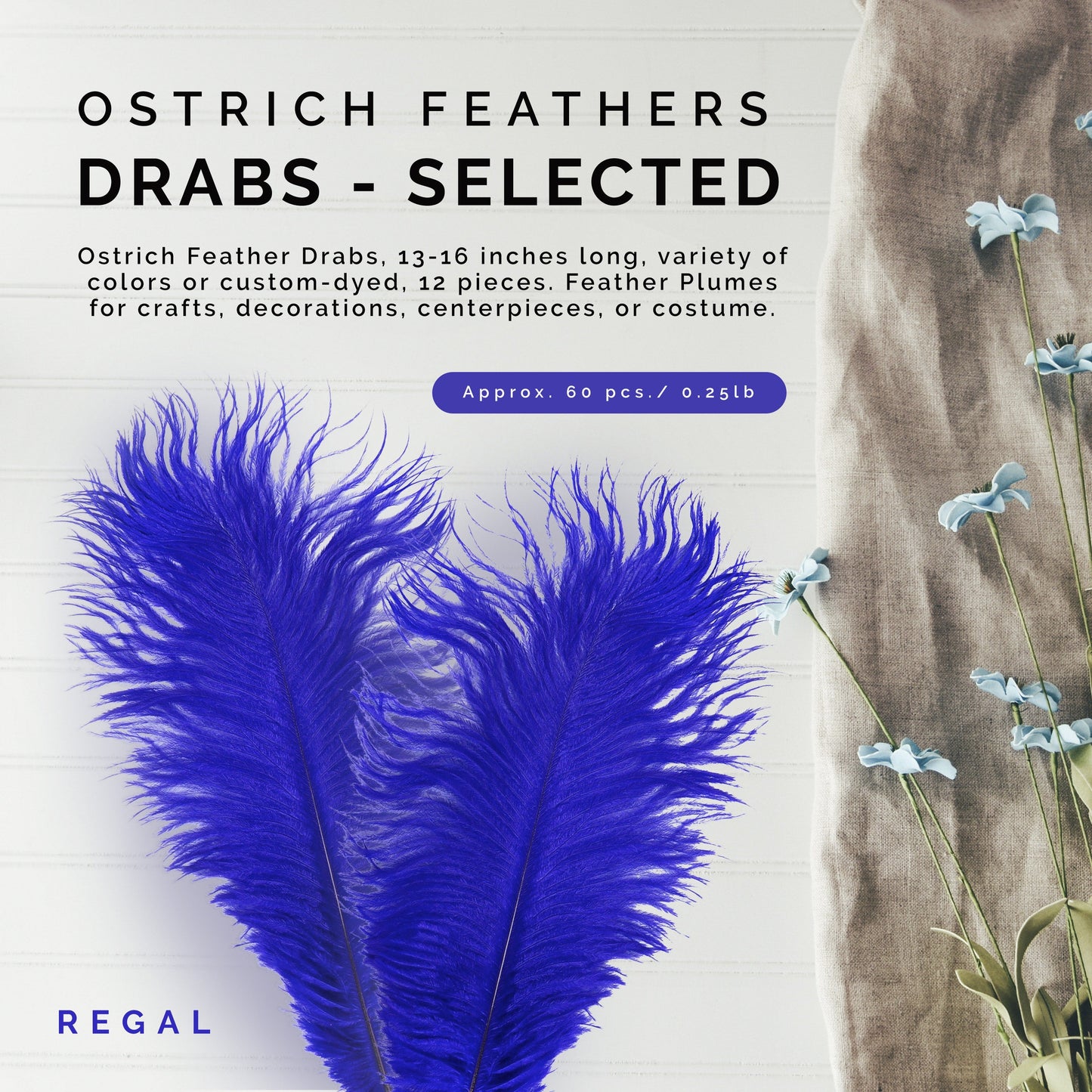 Ostrich Feathers 13-16" Drabs - Regal