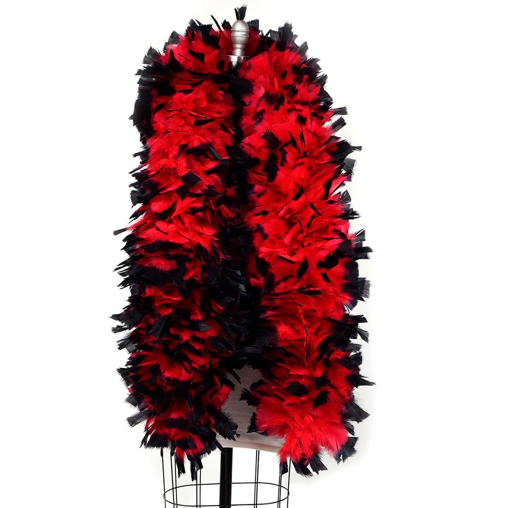 Turkey Feather Boa 10-14"  - Red/Black Tipped