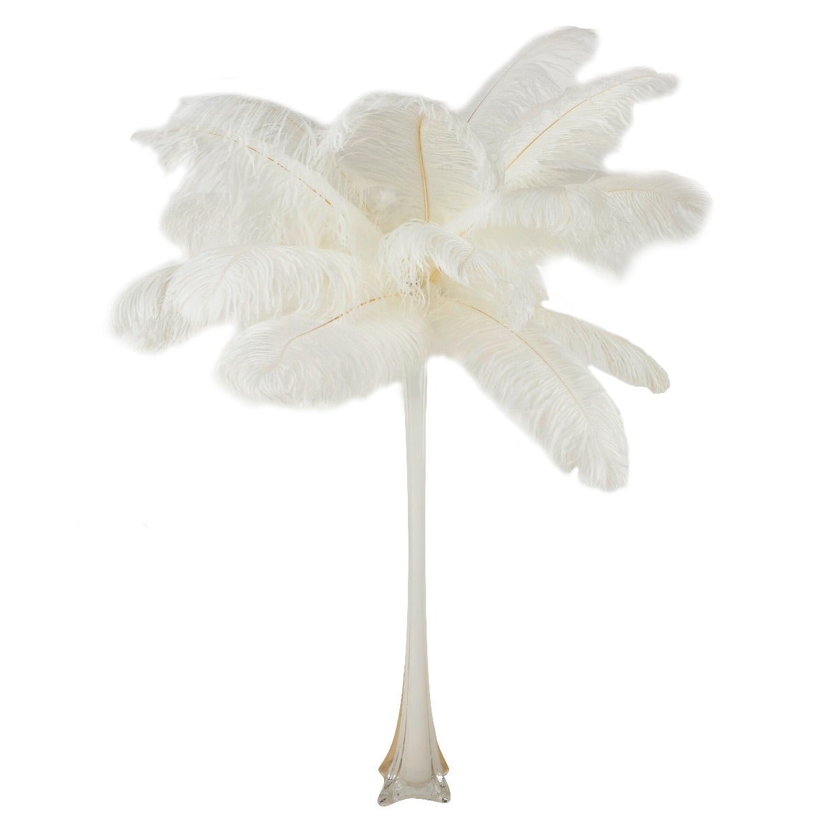 Whimsical White Feather Centerpiece in Wire Vase
