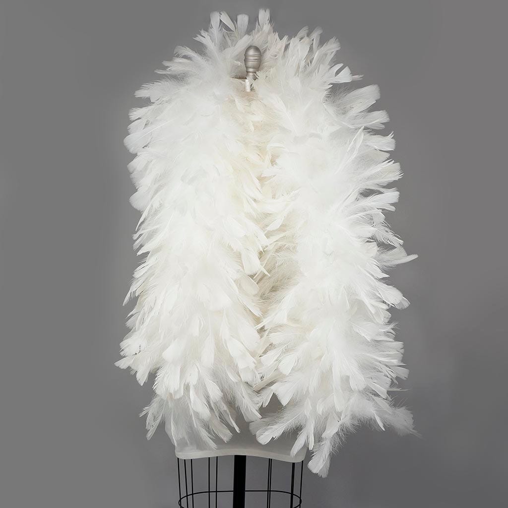 Turkey Ruff Feather Boa - 14-16" - White