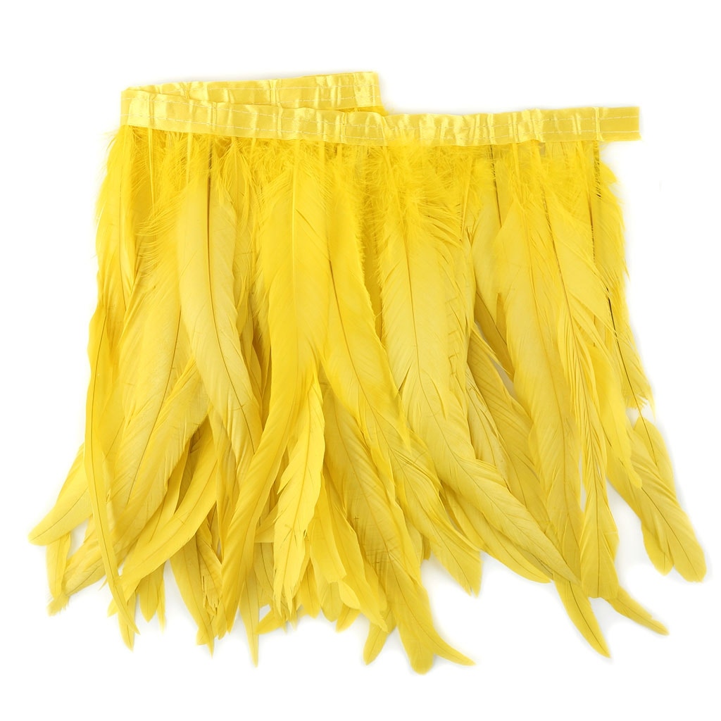 Bleach Dyed Coque Tail Fringe Bright - 12-14" - Yellow