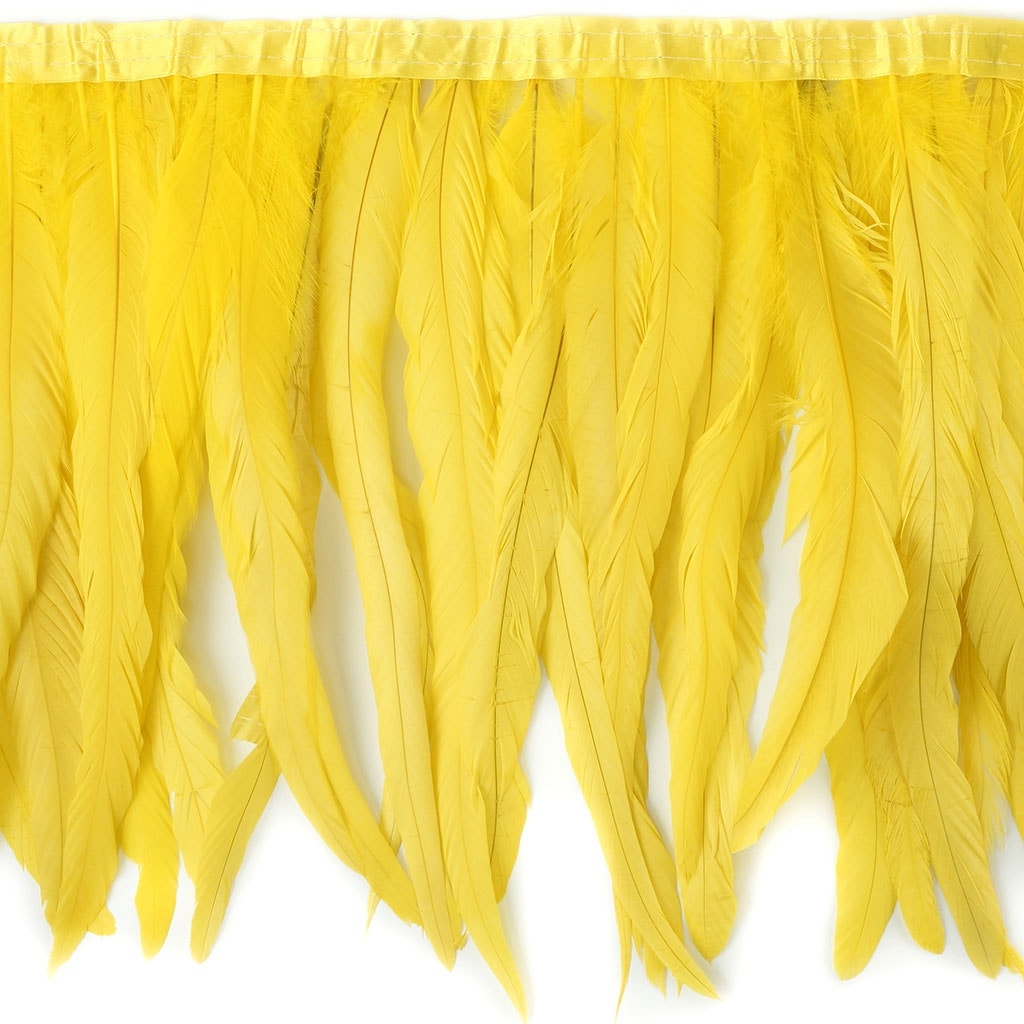 Bleach Dyed Coque Tail Fringe Bright - 12-14" - Yellow