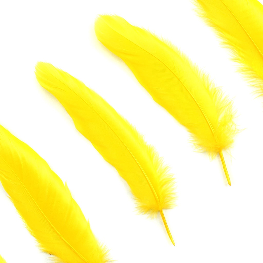 Goose Satinette Feathers Dyed - Yellow  - 1/4 lb