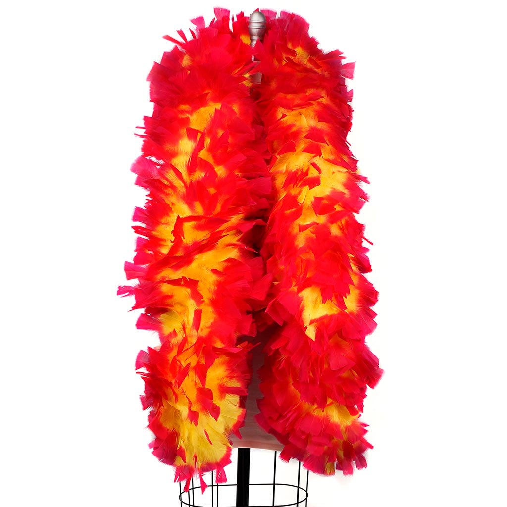 Turkey Feather Boa 10-14" - Fluorescent Yellow/Shocking Pink Tipped