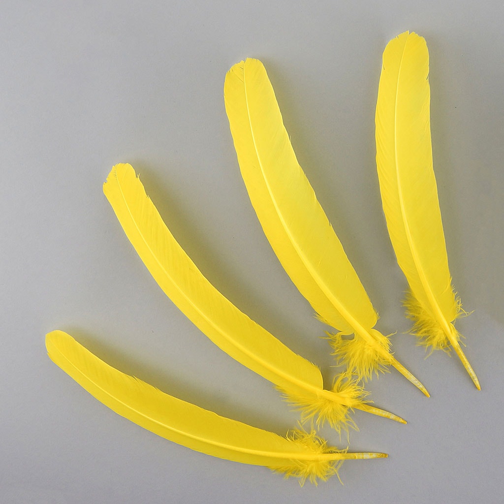 Turkey Quills Dyed Feathers - Yellow