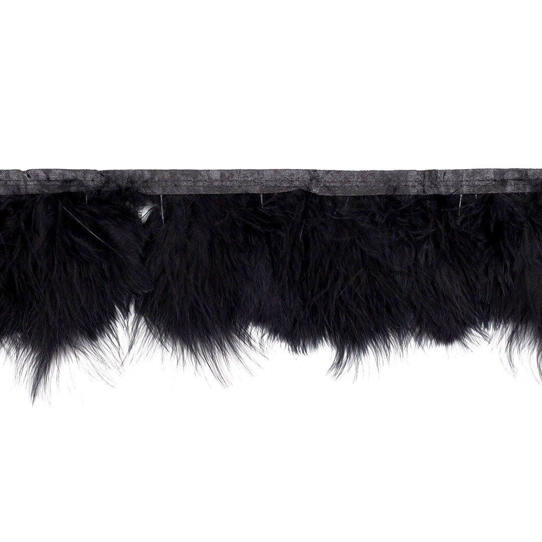 Black Marabou Feather Fringe 2-3" - 1 yard Bias Craft Tape