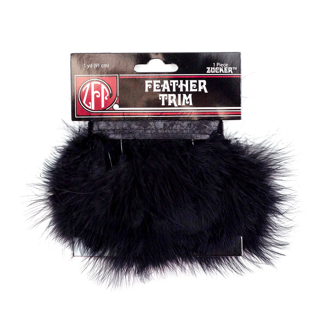 Black Marabou Feather Fringe 2-3" - 1 yard Bias Craft Tape