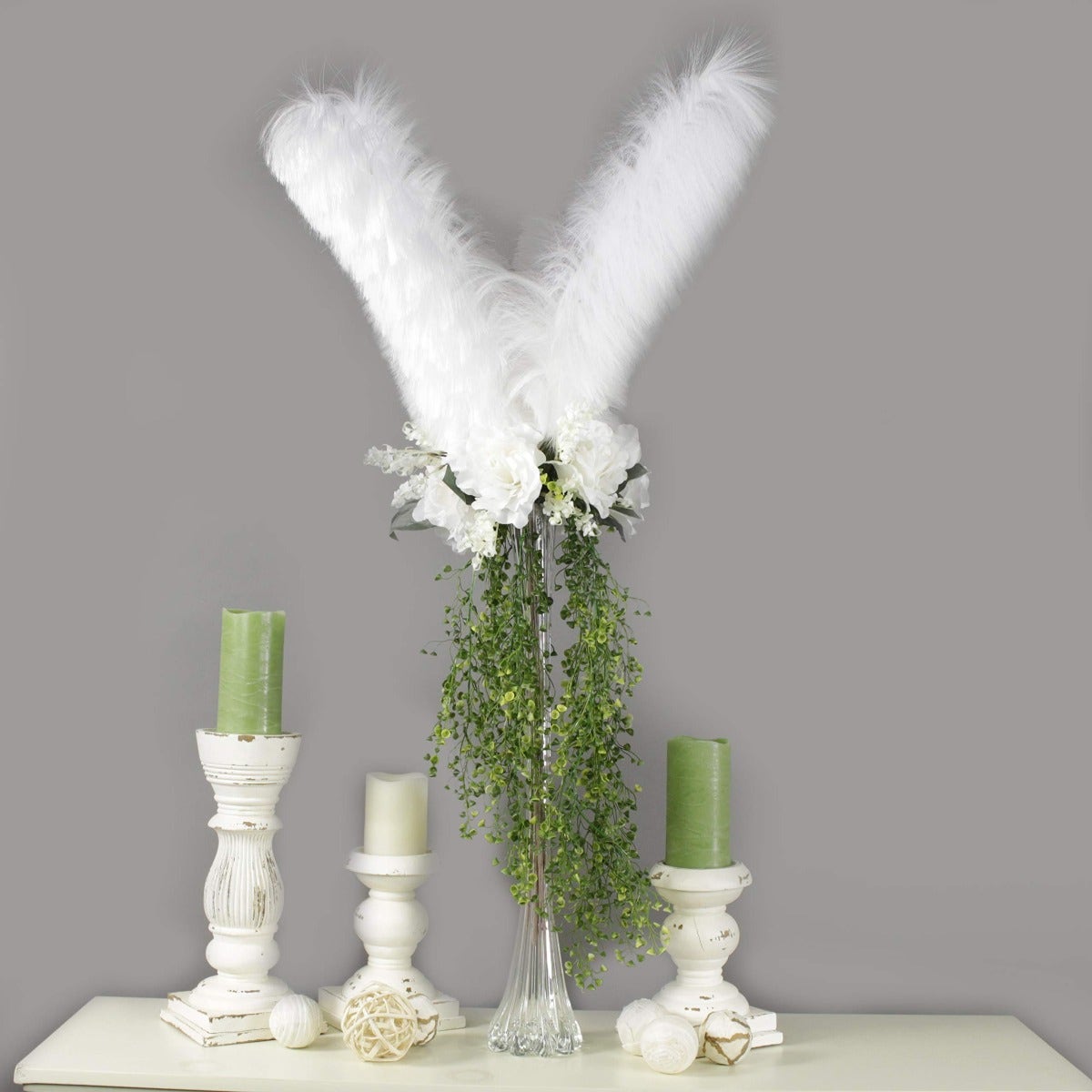 1 Piece Faux Ostrich Stem 40-42’’ - White - Feathers