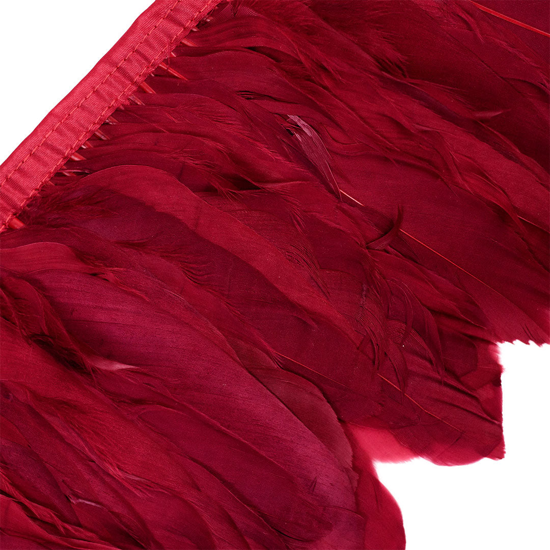 Parried Goose Pallet Feather Fringe - Burgundy