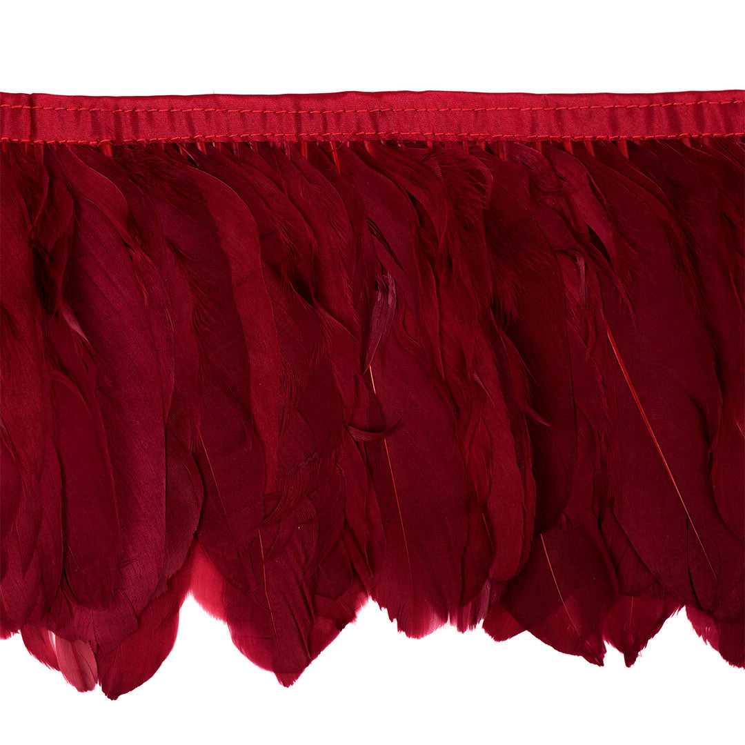Parried Goose Pallet Feather Fringe - Burgundy