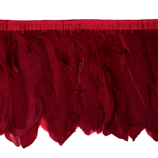 Parried Goose Pallet Feather Fringe - Burgundy