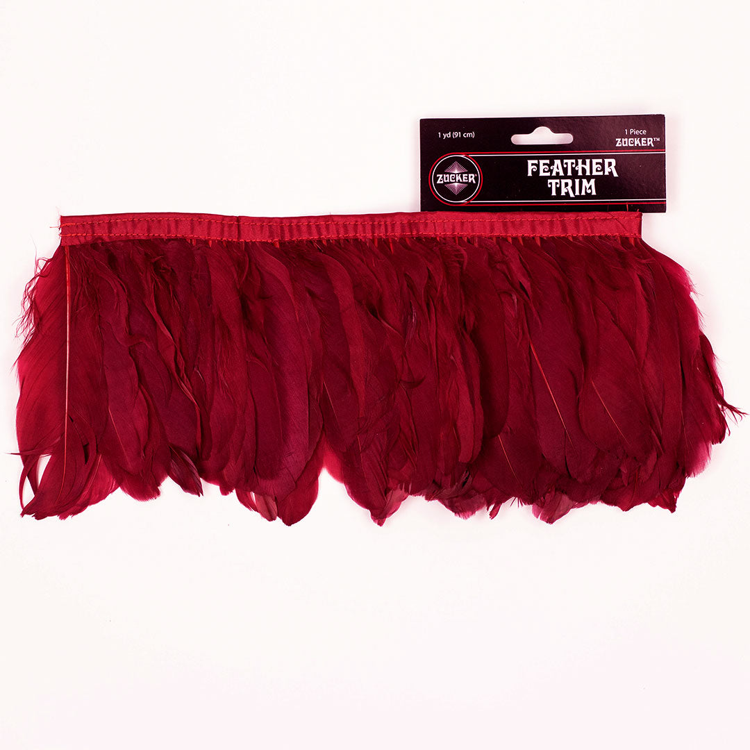 Parried Goose Pallet Feather Fringe - Burgundy