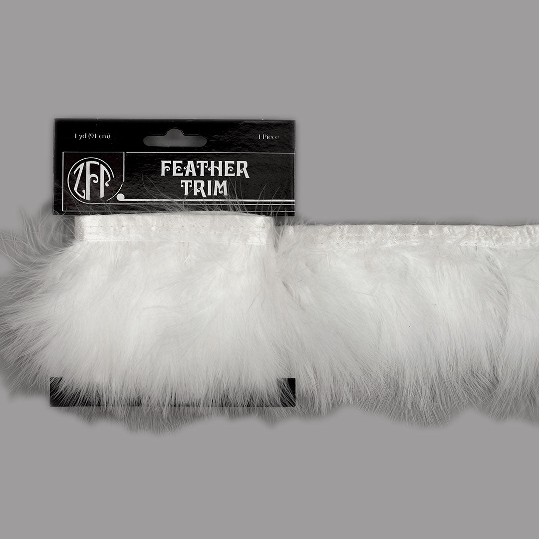 White Marabou Feather Fringe 2-3" - 1 yard Bias Craft Tape