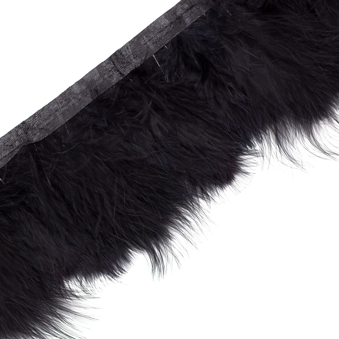 Black Marabou Feather Fringe 2-3" - 1 yard Bias Craft Tape