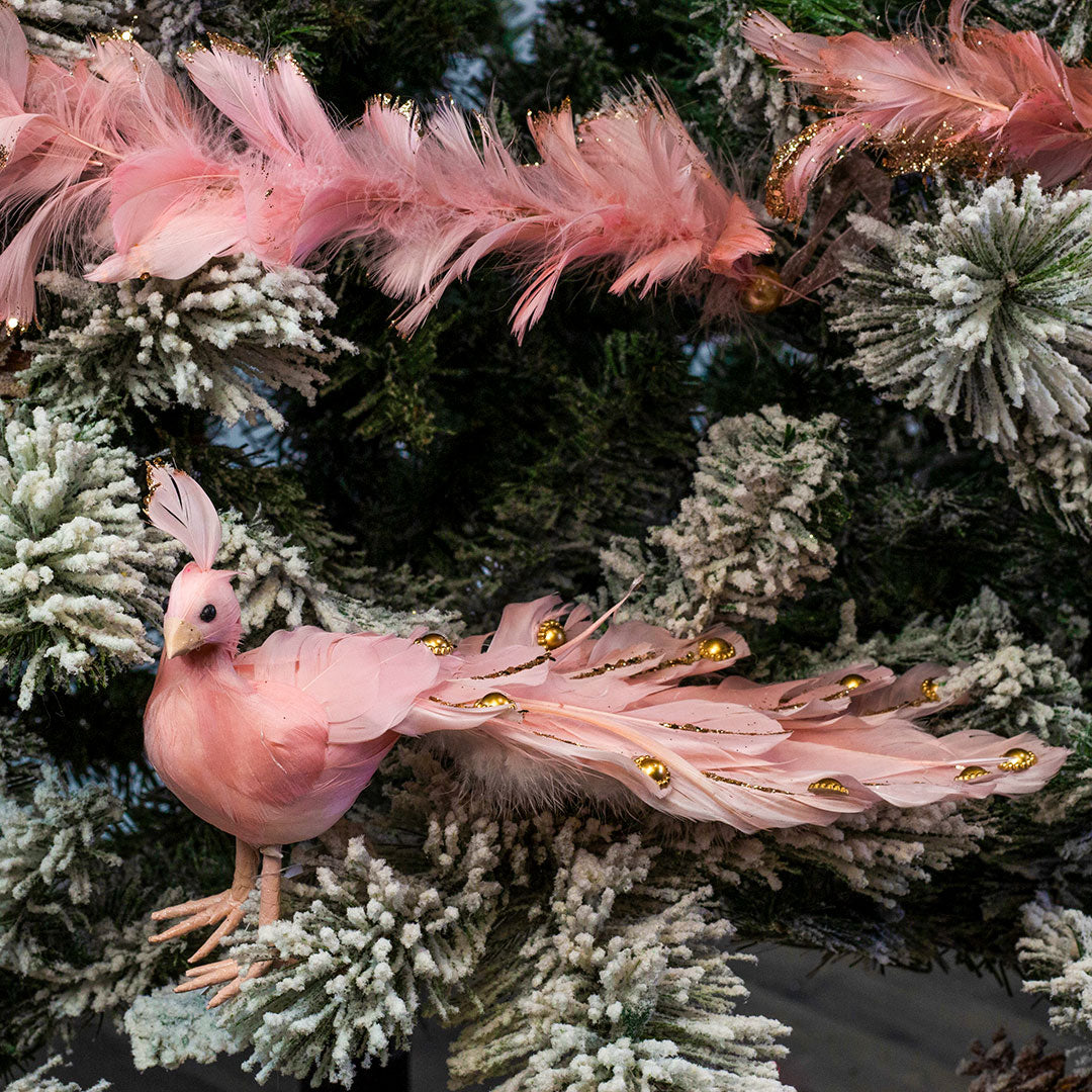 Artificial Glitter Peacock Christmas Ornaments Bird Figurine Long